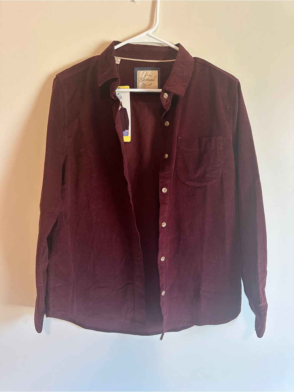 JACHS NY Burgundy Solid Corduroy Button-Up Point Collar Long Sleeve S
NWT